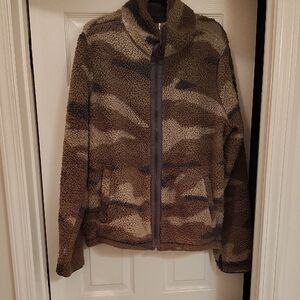 Camouflage Unlined Zip Front Sherpa Jacket Sz XL Tall